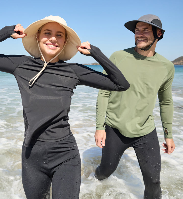 Women and Men wearing Solbari swimwear