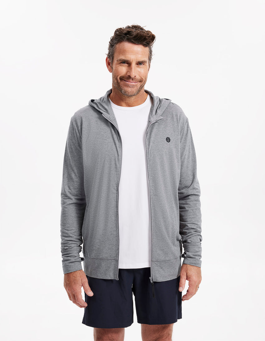 UPF50+ Summer Essential Hooded Zip Top Sensitive Collection | Mens Sun Protective Tops