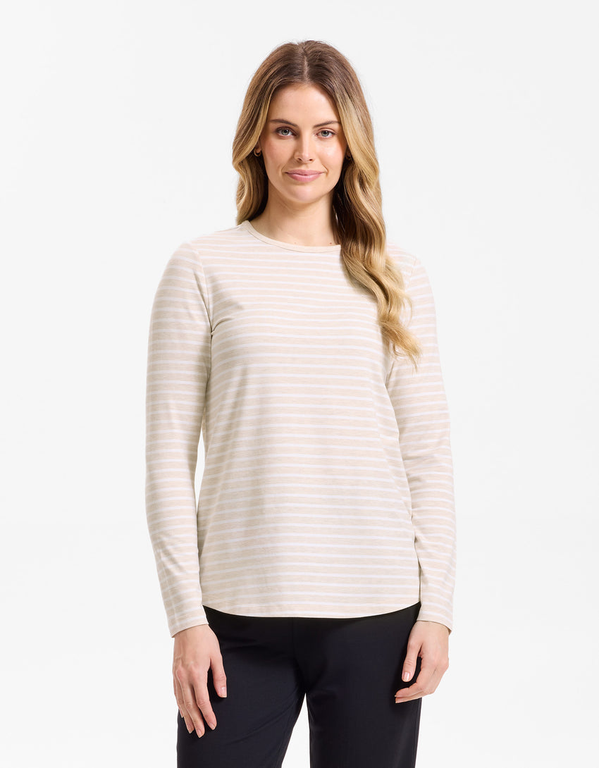 Striped Loose Fit Long Sleeve Swing Top UPF 50+ For Women | Solbari