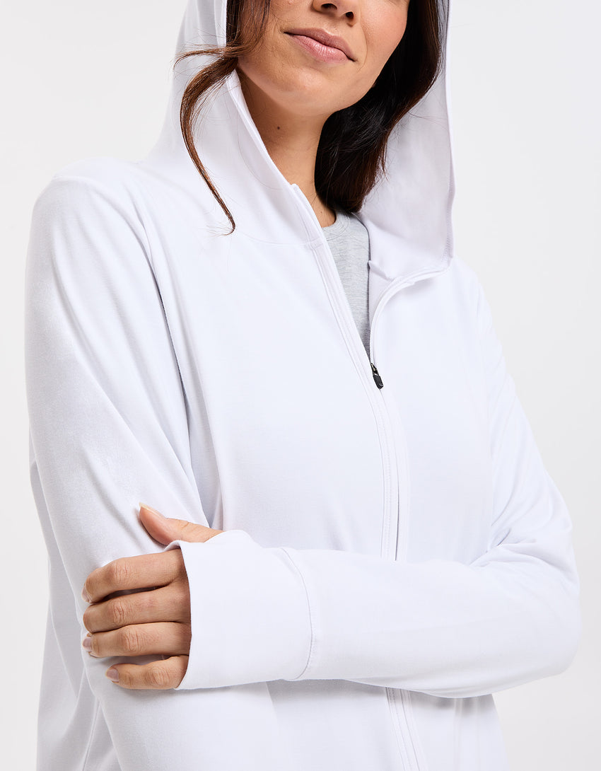 Luxe Hooded Long Zip Jacket UPF50 UV protection Clothing | Solbari ...