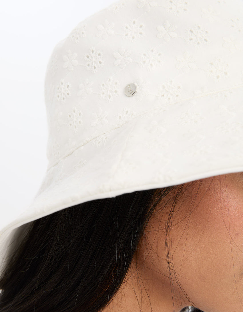 Sun Protective Wide Brim Sun Hat For Women | Broderie Wide Brim Sun Hat UPF50+ | Solbari AU
