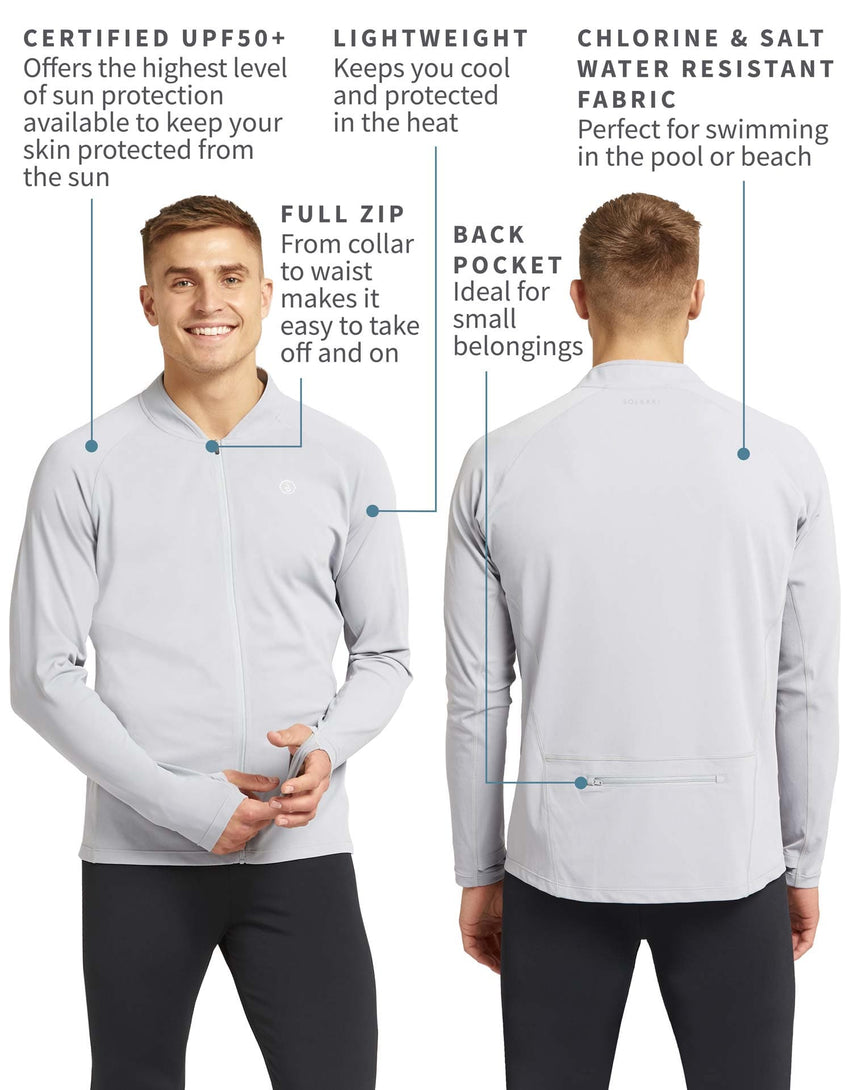 Sun Protective Long Sleeve Full Zip Top For Men UPF50+