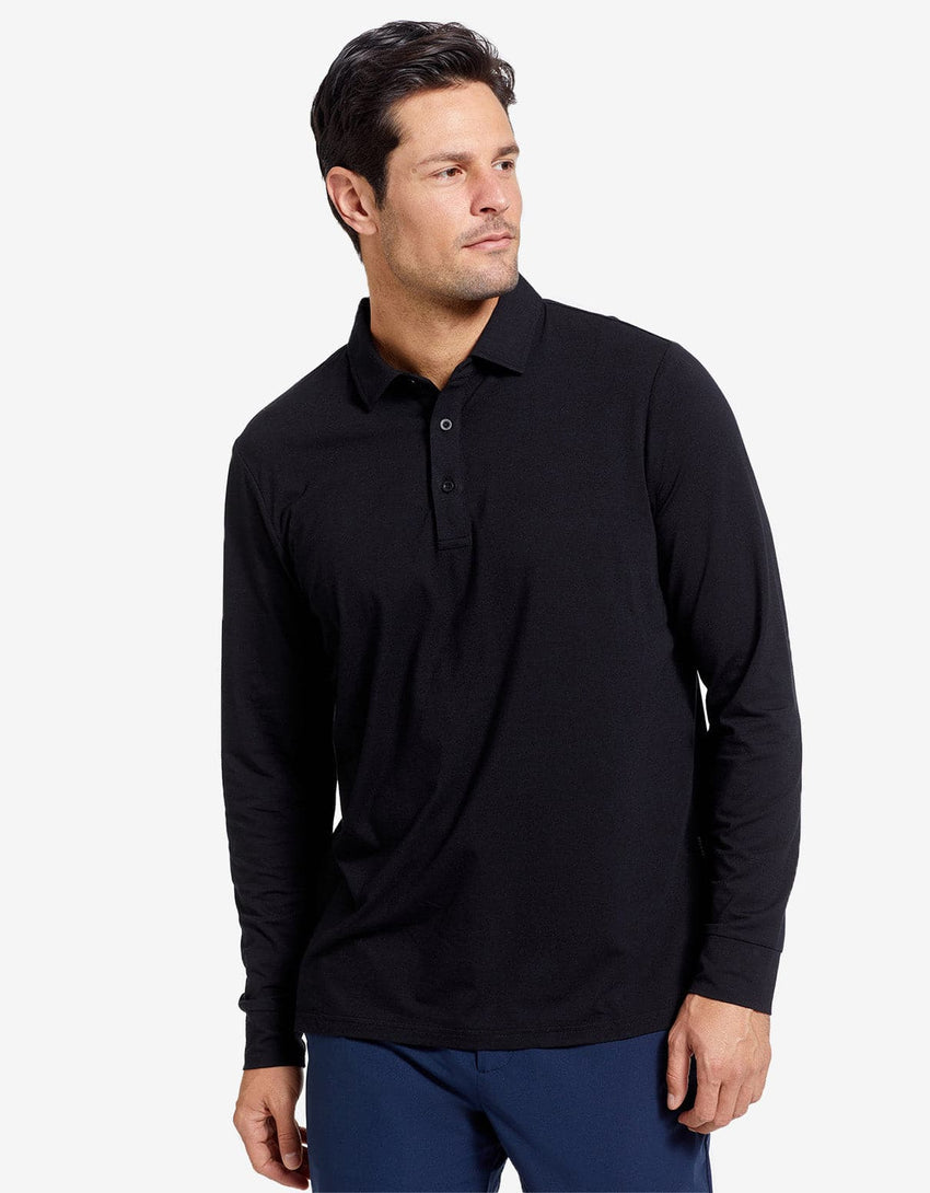 Sun Protective Long Sleeve Relaxed Fit Polo with Cuff For Men | UV Protection Polo for Men