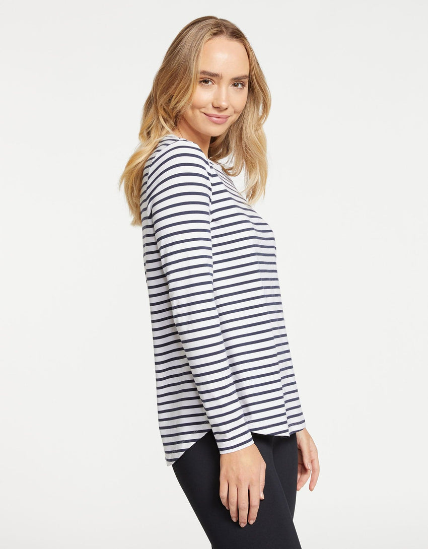 Striped Loose Fit Long Sleeve Swing Top UPF 50+ For Women | Solbari