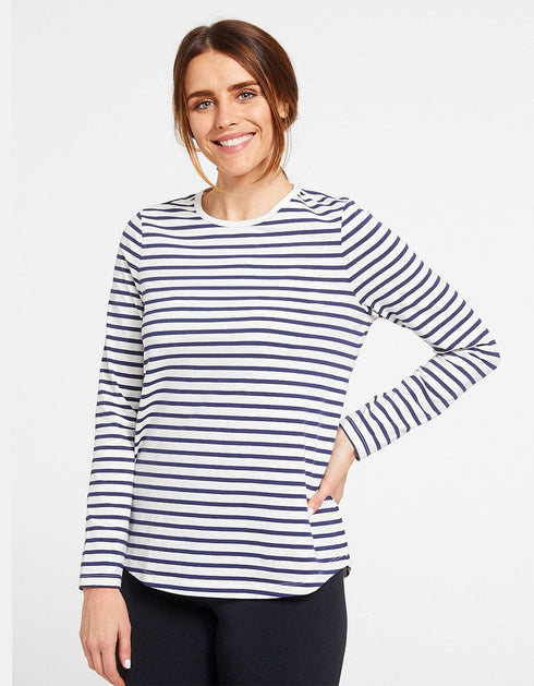 Stripe Long Sleeve Swing Top UPF50+ Cotton Comfort Collection