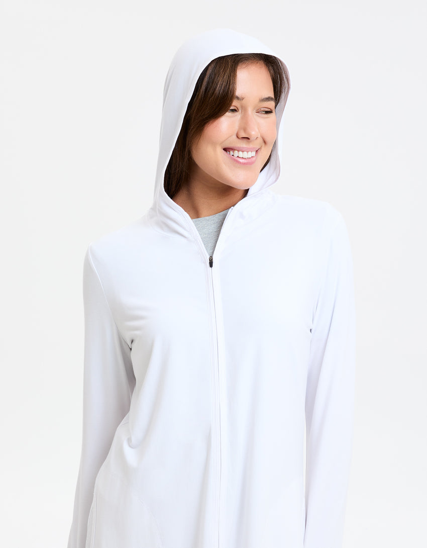 Luxe Hooded Long Zip Jacket UPF50 UV protection Clothing | Solbari Australia