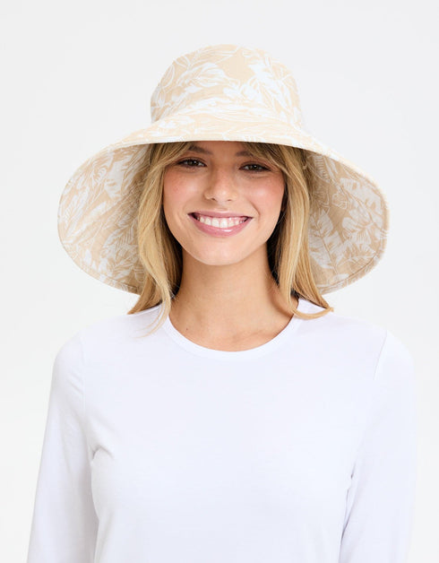 Ultra Wide Tropical Print Sun Hat UPF50+